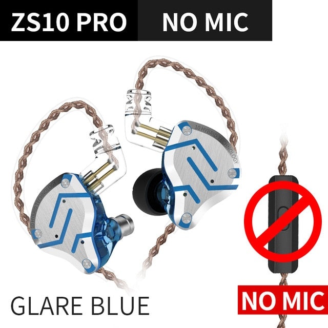 Fone de Ouvido Profissional Kz Zs10 Pro Monitor Retorno de Palco 5 Drivers Hifi com Cabo Destacável