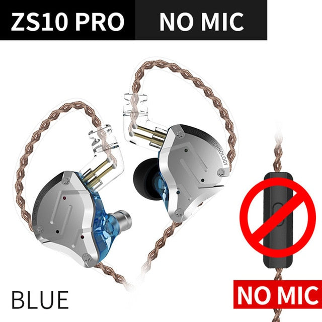 Fone de Ouvido Profissional Kz Zs10 Pro Monitor Retorno de Palco 5 Drivers Hifi com Cabo Destacável