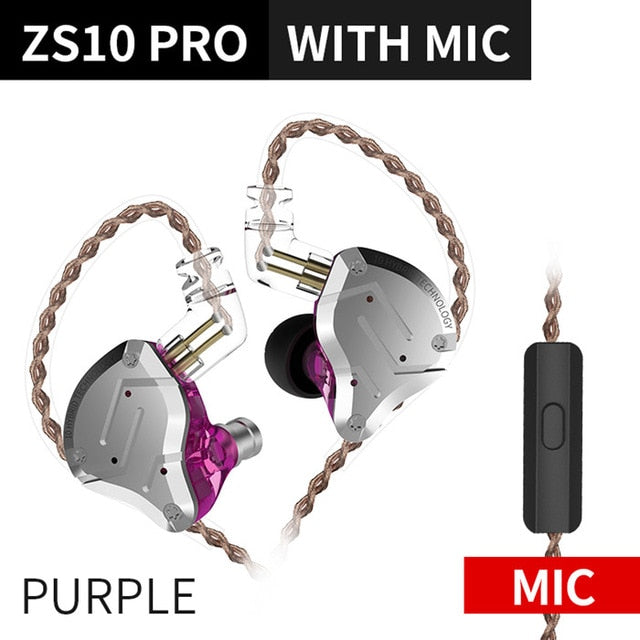 Fone de Ouvido Profissional Kz Zs10 Pro Monitor Retorno de Palco 5 Drivers Hifi com Cabo Destacável